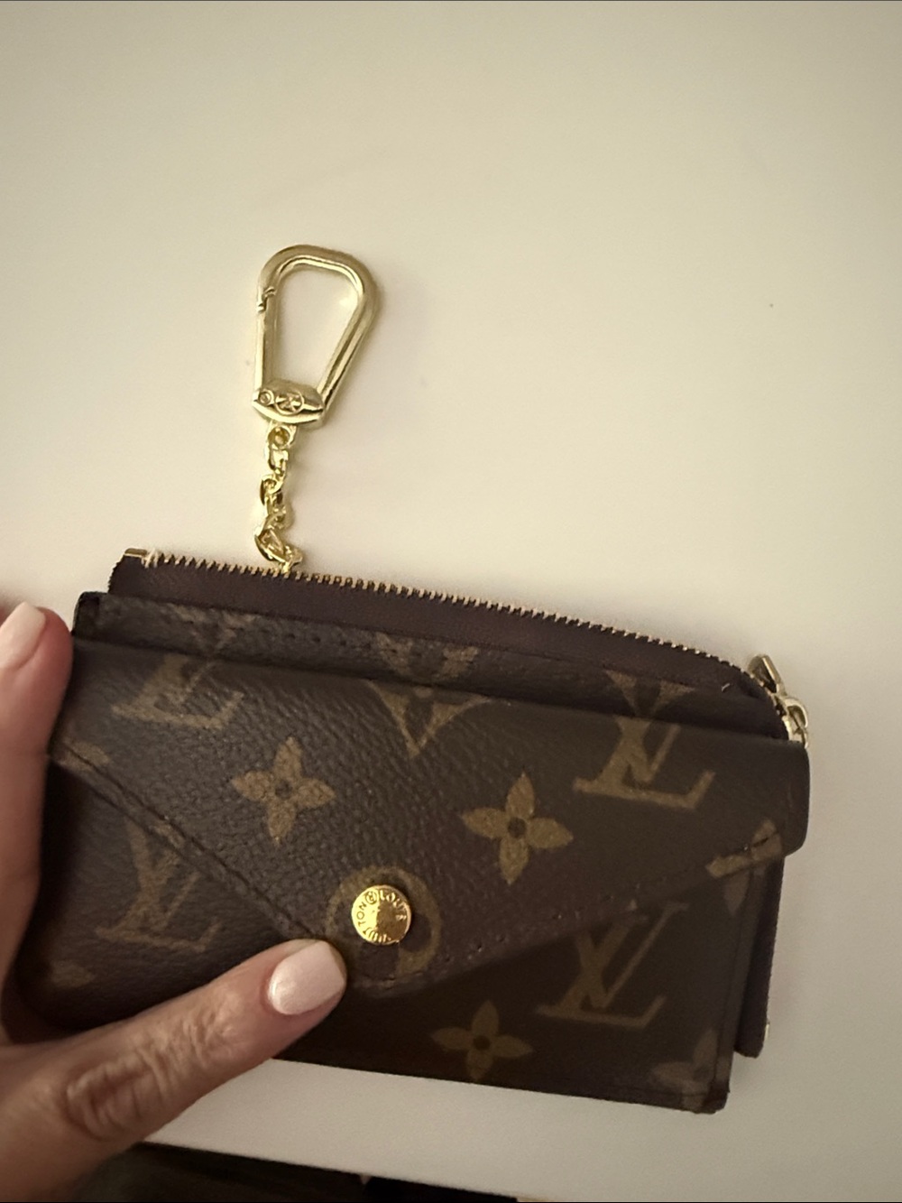 Monogram Small Leather Key Pouch with Gold Hardware not original Read desscripti